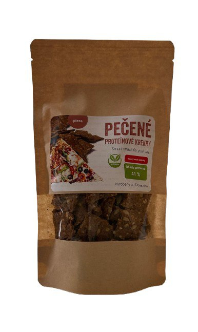 Pečené proteínové krekry pizza 80 g – chutný a zdravý snack s pizzovou príchuťouPečené proteínové krekry s pizzovou príchuťou sú...
